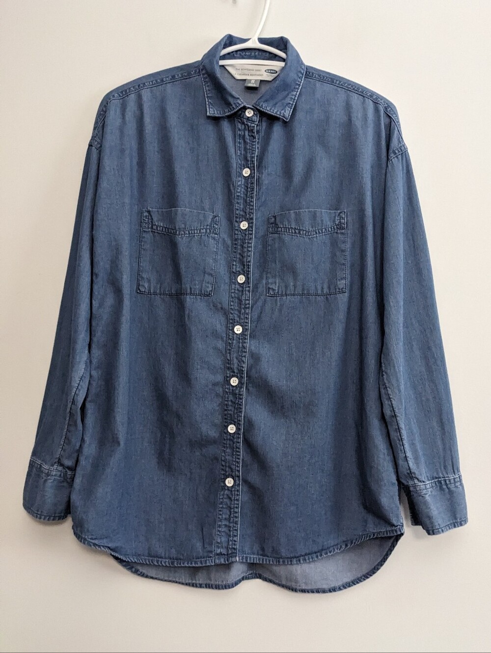 Old Navy The Boyfriend Shirt | Blue | XS